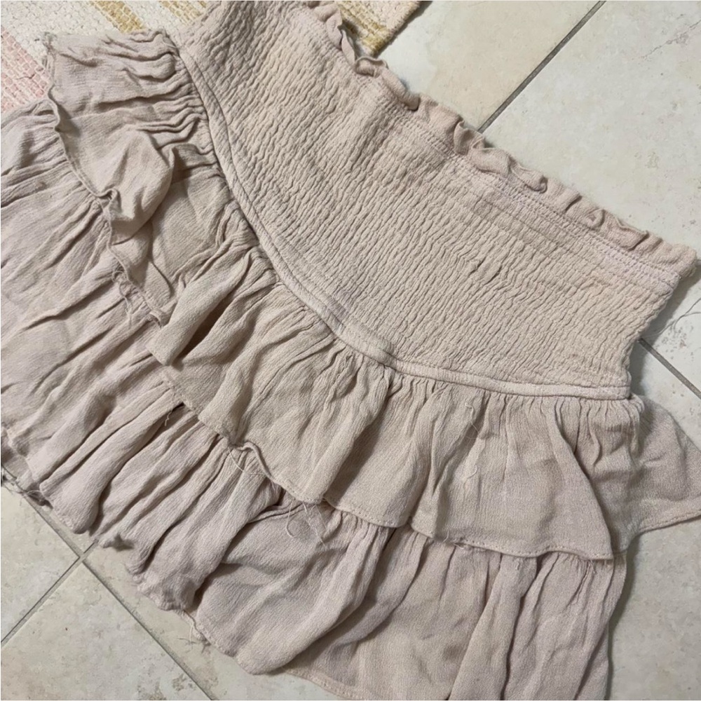 Beige Ruffled Mini Skirt - Picture 2 of 4